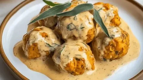 Boulettes de poulet à la citrouille avec sauce crémeuse à la sauge