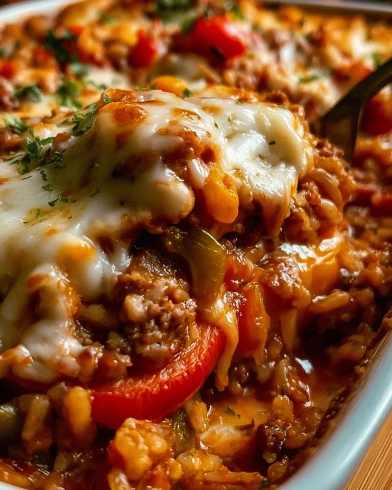 Casserole de poivrons farcis, un plat délicieux et coloré rempli de saveurs.