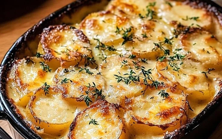 Gratin croustillant de pommes de terre au parmesan et au gruyère