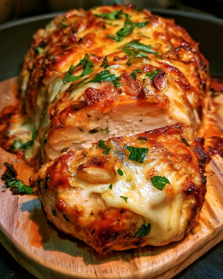 Pain de viande au poulet, parmesan et ail, plat savoureux et réconfortant