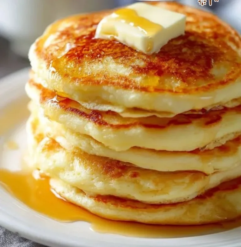Pancakes à l'ancienne, moelleux et dorés, prêts à être dégustés avec du sirop.