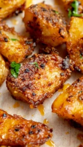 Pommes de terre à l'ail et Parmesan délicieusement dorées au four