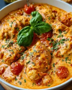 Filets de poulet à la crème de tomate, plat savoureux et réconfortant