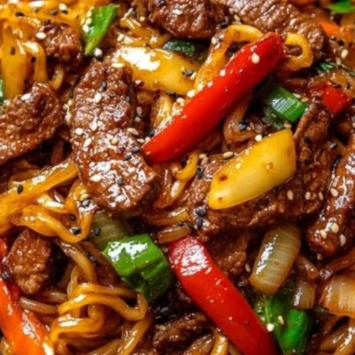 Recette de nouilles sautées au bœuf et légumes croquants