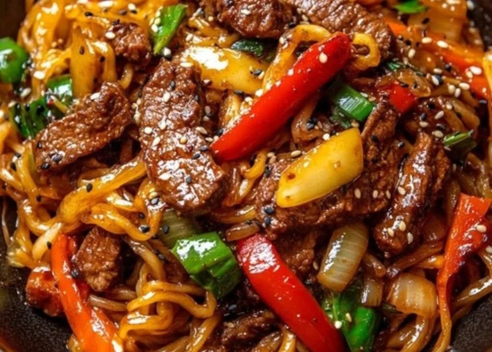 Recette de nouilles sautées au bœuf et légumes croquants