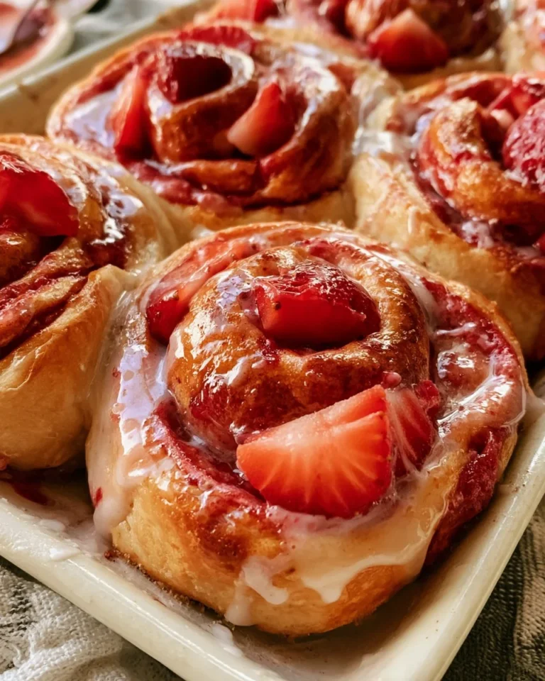 Roulés à la cannelle et fraises sur une assiette, dessert maison délicieux.