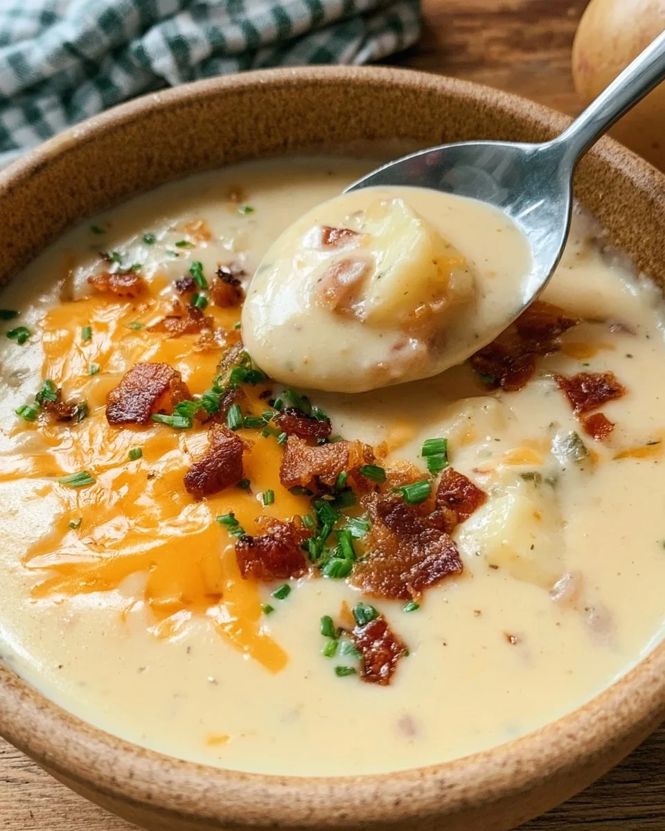 Recette de soupe de pommes de terre au four garnie