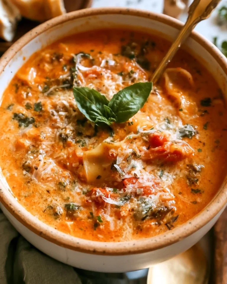 Soupe de lasagnes crémeuse dans un bol avec garnitures fraîches