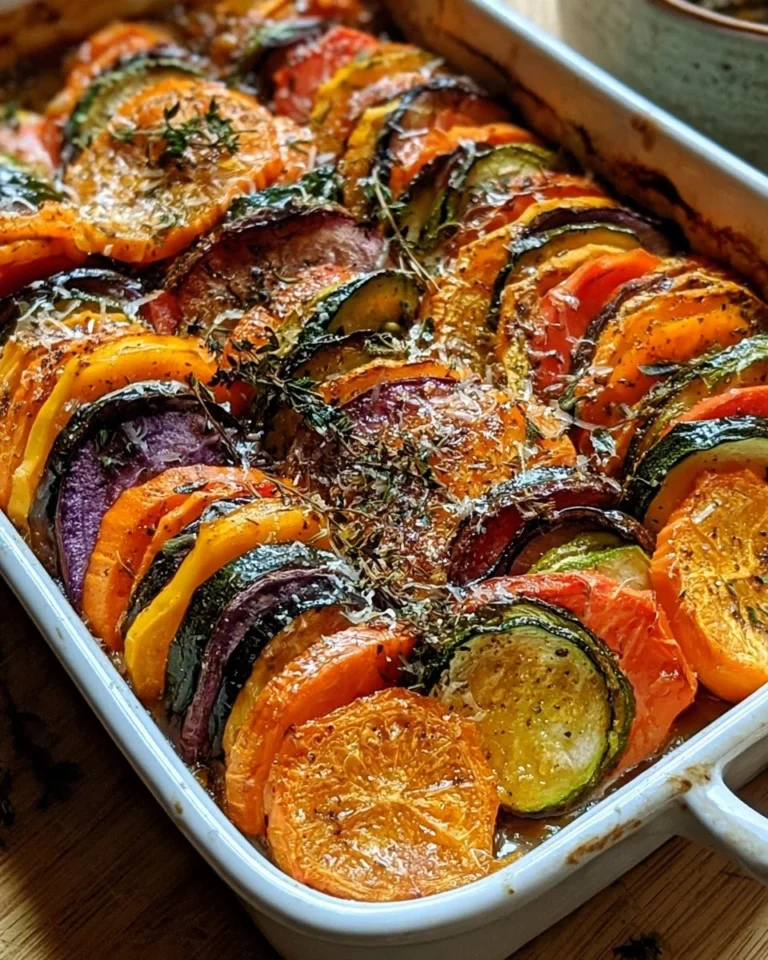 Tian croustillant aux légumes et parmesan, un plat délicieux et coloré.